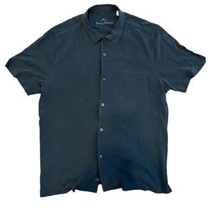 TOMMY Bahama – 100% Silk Tropical Shirt in Black Size XL